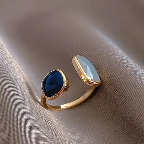 Cuff Ring Geometric Design Oil Dripping Craft Adjustable - Picture 4 of 5